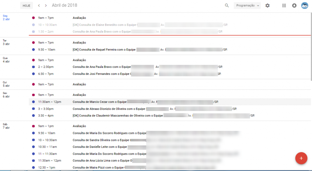 google calendar compromissos cloudia