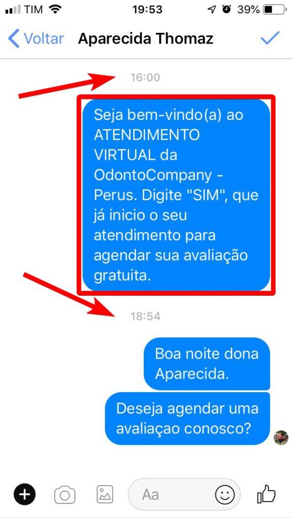 mensagens manuais via inbox