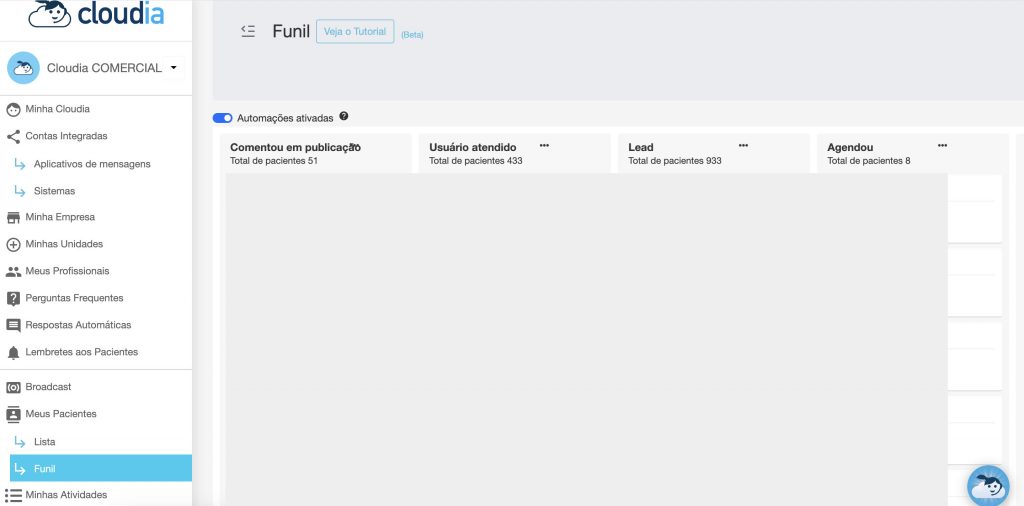 funcionalidades da Cloudia CRM
