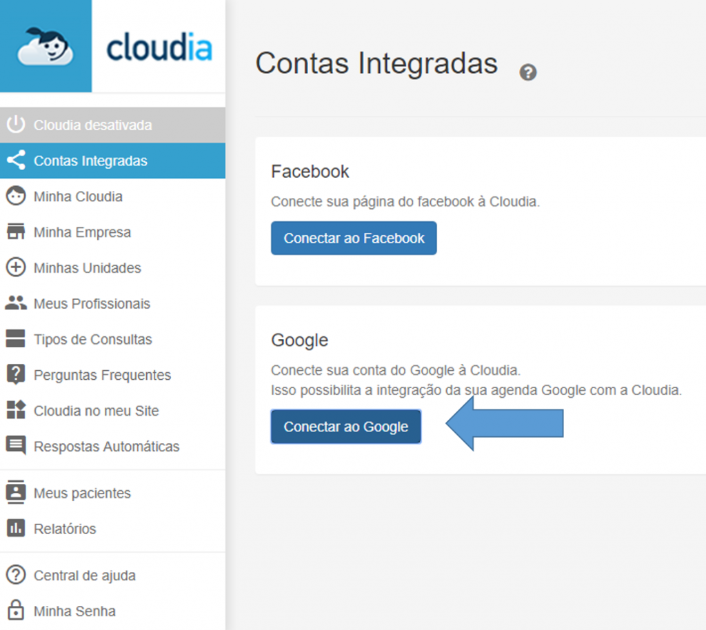 Menu “Perguntas Frequentes” - Cloudia - Chatbot para clínicas modernas