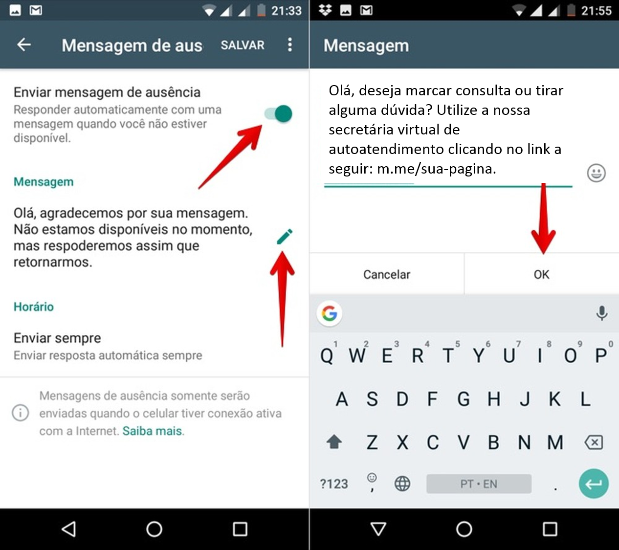 Exemplos De Mensagem De Ausencia Whatsapp Business